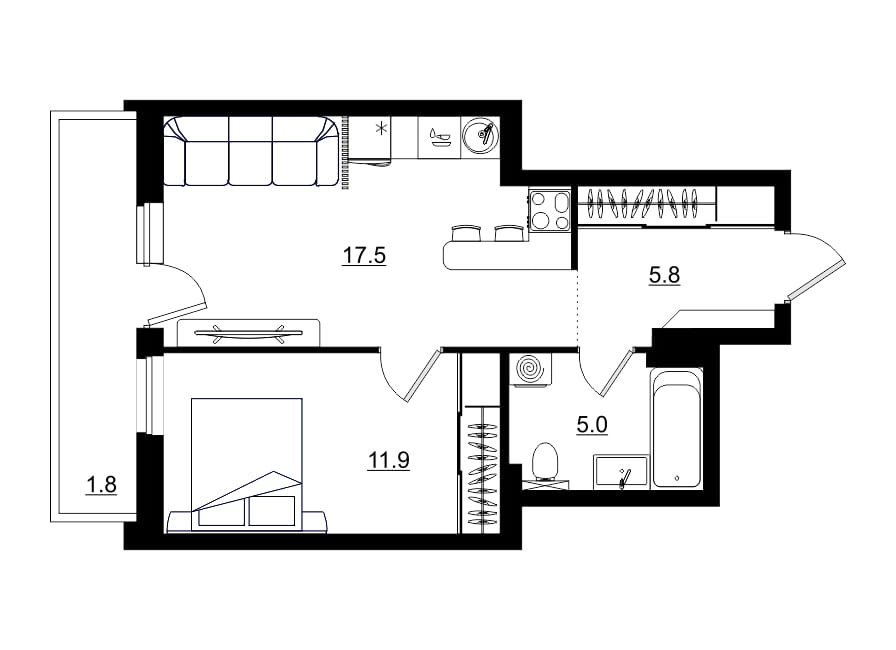 планировка квартиры 42 м2